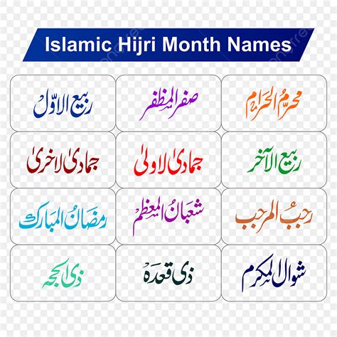 Hijri Calendar Vector Design Images, Islamic Month Name Calligraphy Hijri Urdu Arabic Calendar ...