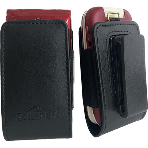 Open top Rugged leather case with Pinch clip that rotates fits TCL Flip ...