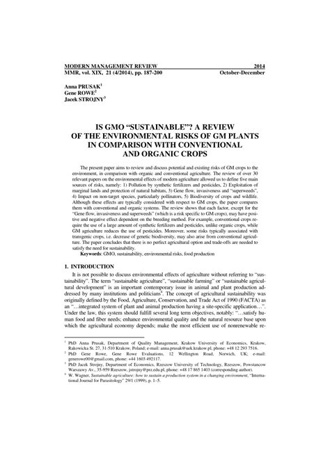 (PDF) IS GMO “SUSTAINABLE”? A REVIEW OF THE ENVIRONMENTAL RISKS OF GM ...