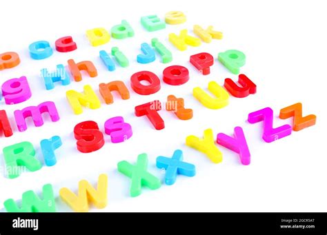 Colorful magnetic letters isolated on white Stock Photo - Alamy