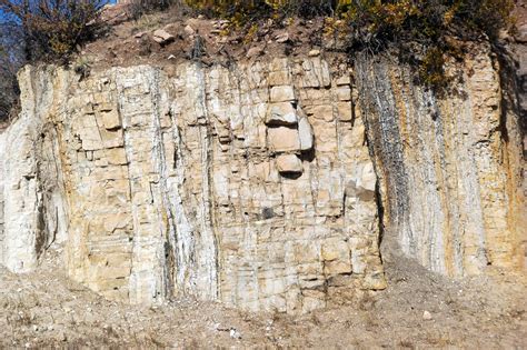 Vertically-tilted beds (Dakota Sandstone, Lower Cretaceous; Red Rock Canyon Open Space, Colorado ...