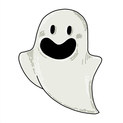 vector drawing in doodle style. cute ghost, halloween decoration. funny ghost. 10402702 Vector ...