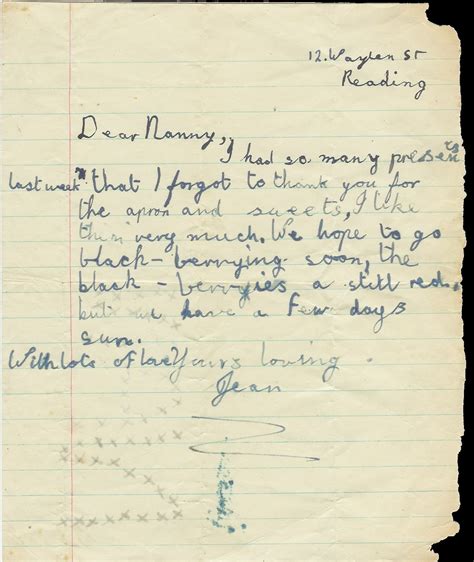 Letter written during evacuation to Reading at end of August 1940 when ...