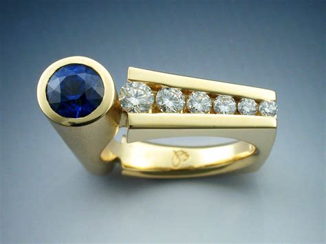 18k Gold Contemporary Sapphire & Diamond Ring - Metamorphosis Jewelry ...