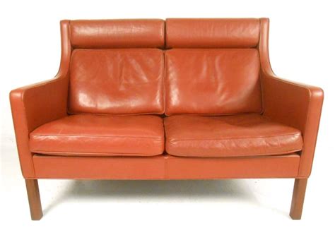 Mid-Century Modern Leather Fredericia Loveseat by Borge Mogensen For Sale at 1stdibs