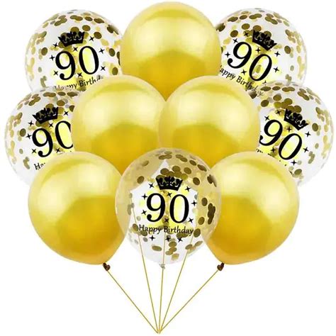 Amawill 90th Birthday Party Decoration Kit Happy Birthday Banner Gold Black Balloon Perfect 90 ...