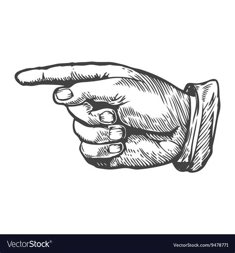 Sketch of a hand pointing to the left Royalty Free Vector