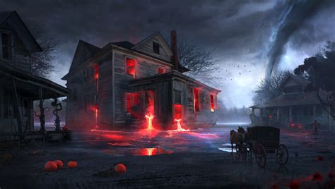 1100x624 Resolution Spooky Halloween House 1100x624 Resolution Wallpaper - Wallpapers Den