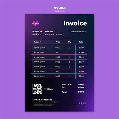 Free PSD | Wellness concept invoice template
