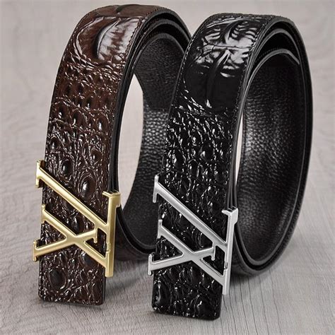 Buy New Luxury Crocodile Pattern Leather Belts for Men Fashion Classic ...