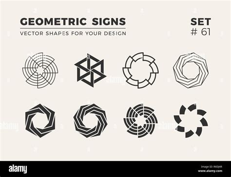 Set of eight minimalistic trendy shapes. Stylish vector logo emblems for Your design. Simple ...