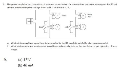 Solved 9. The power supply for two transmitters is set up as | Chegg.com