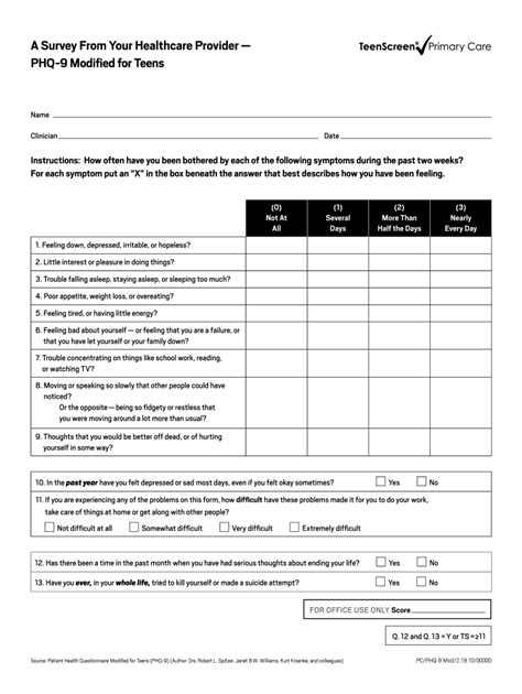 Phq 9 Printable Form - Printable Word Searches