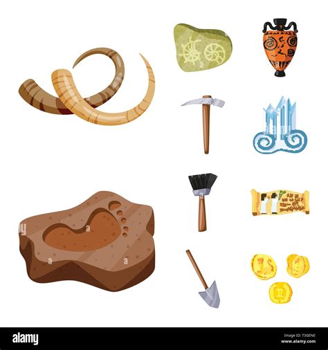 Vector illustration of archaeology and historical logo. Collection of archaeology and excavation ...