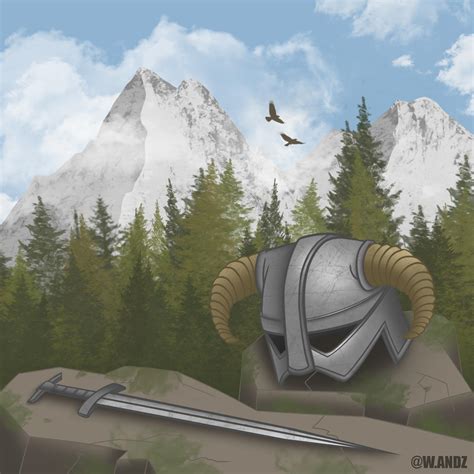 My first time trying to draw some landscapes from Skyrim : r/skyrim