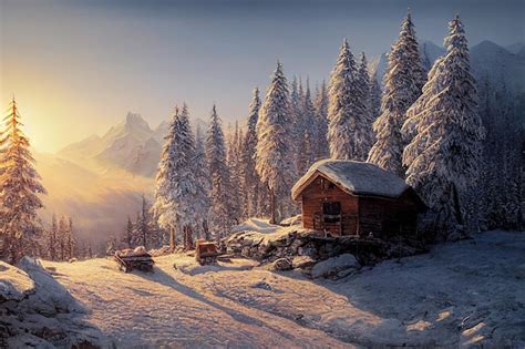 Premium Photo | Beautiful winter landscape in oil painting style