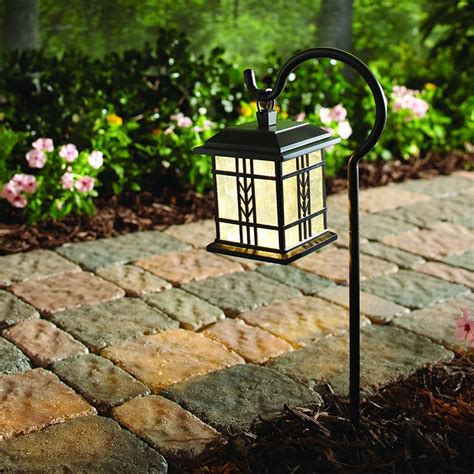 Hampton Bay Low-Voltage Bronze Outdoor Integrated LED Landscape Mission Style Shepherd Hook Path ...