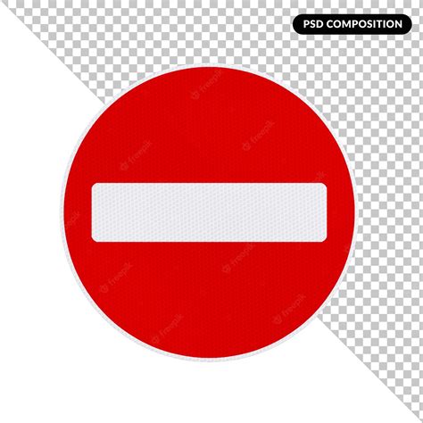 Premium PSD | A red do not enter sign with a white border.