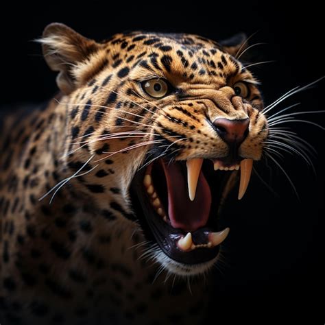 Premium AI Image | a jaguar roaring in the forest in the style of dark ...