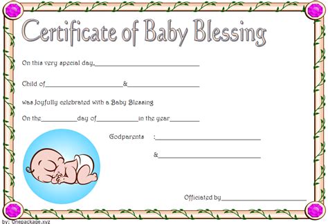 Free Baby Blessing Certificate Template 3 | Baby dedication certificate, Baby dedication, Baby ...