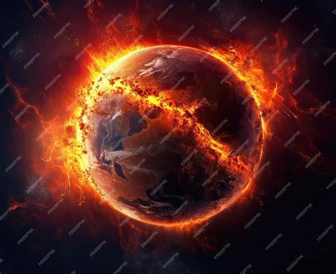 Premium Photo | Illustration of the planet Earth burning Burning world ...