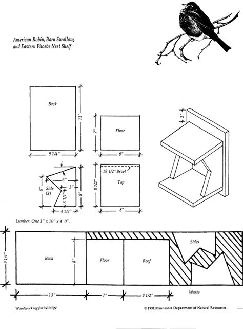 Help A Habitat - Build a Bird House - Robin, Barn Swallow and Phoebe Nest Shelf