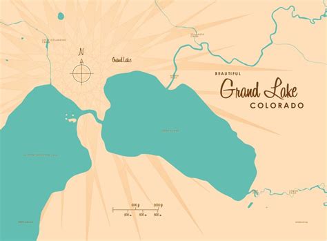 Grand Lake, CO Lake Map Wall Mural - Murals Your Way