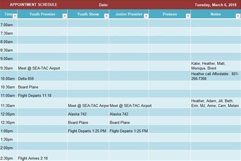 Appointment Scheduler Template Excel