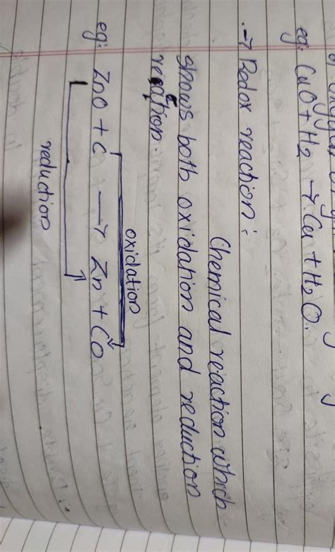 write down the two examples of redox reaction in your notbook and ...