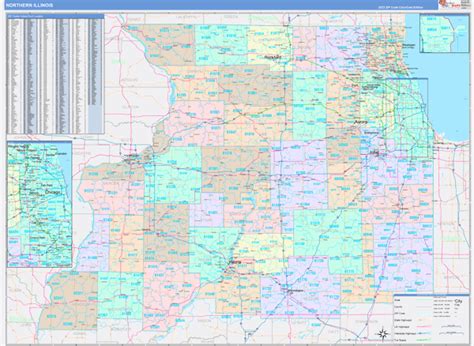 Illinois Northern Wall Map Color Cast Style by MarketMAPS - MapSales