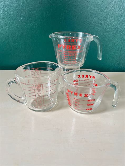 Vintage Pyrex Measuring Cups 1 Cup, 2 Cups and 8 Cups Made in USA 1960s, 1970's, 1980's, 1990's ...