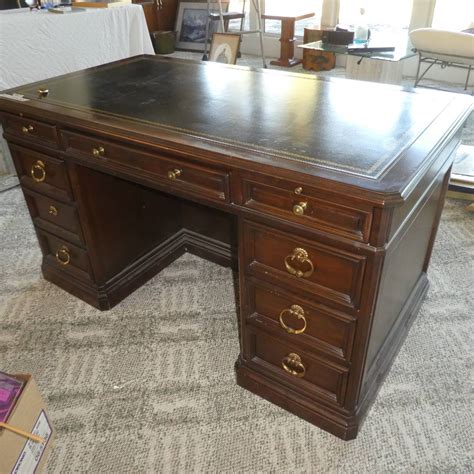 Lot #38 - Vintage Executive Desk With Leather Top, By Sligh Furniture - NorCal Online Estate ...