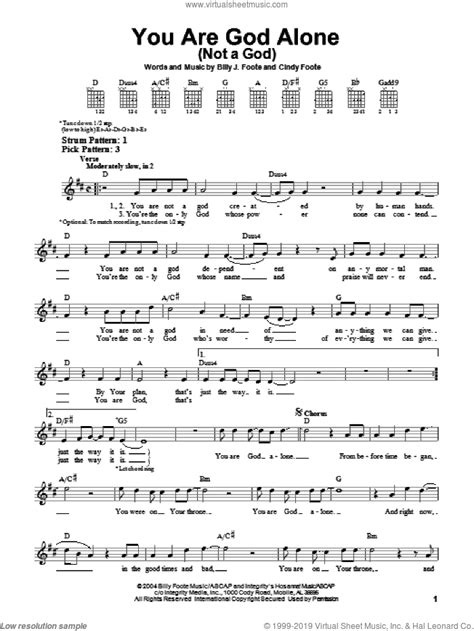 You Are God Alone (Not A God) sheet music for guitar solo (chords)