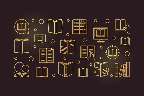 Books vector concept golden outline illustration or banner 13090122 Vector Art at Vecteezy