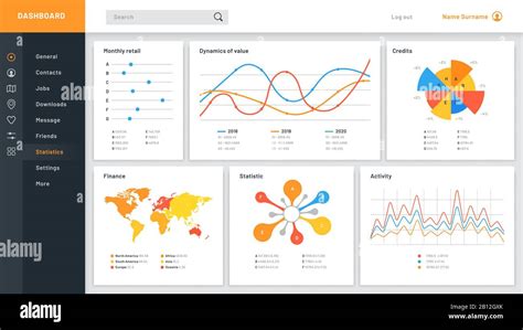 Graphs dashboard. Infographic data chart, web site admin panel and ...