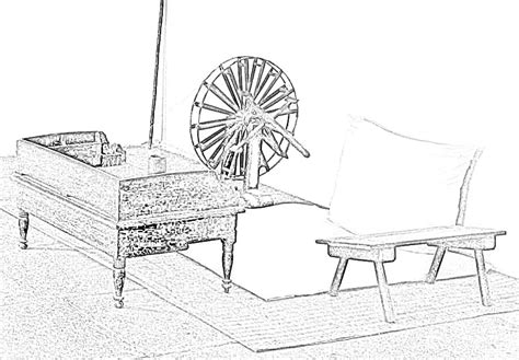 Stock Pictures: Mahatma Gandhi spinning wheel drawing and sketch