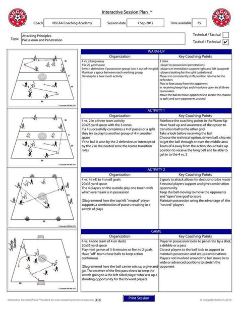 Soccer Training Session Plan Template Inspirational Pin by Nivla On ...