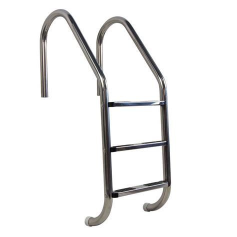 3-Tread Stainless Steel Pool Ladder with Stainless Steel Steps - Pool Supplies Superstore