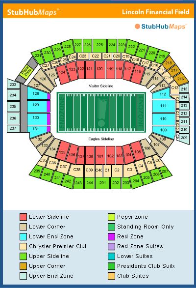 Lincoln Financial Field Seating Chart, Pictures, Directions, and ...