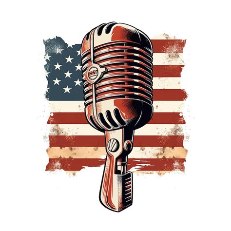 Premium AI Image | A microphone with a flag behind it