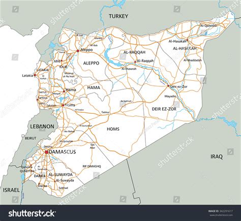 High detailed Syria road map with labeling. - Royalty Free Stock Vector 342291617 - Avopix.com