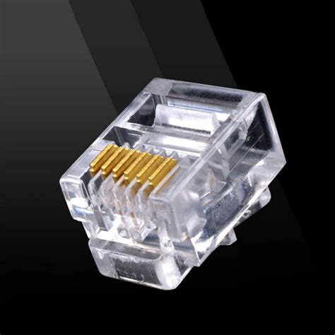 Brand New 100PCS Crystal Head RJ11 Modular Plug Gold Plated Network ...