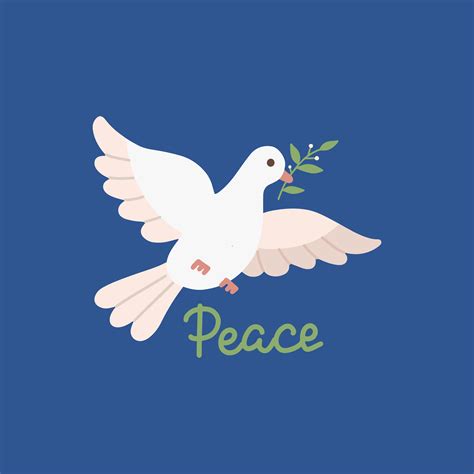 Peace day design with flying white dove with green olive twig in its ...