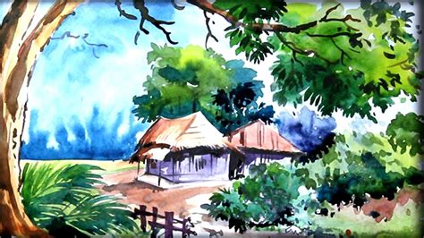 Beautiful Scenery Drawing With Watercolor - Now a professional ...