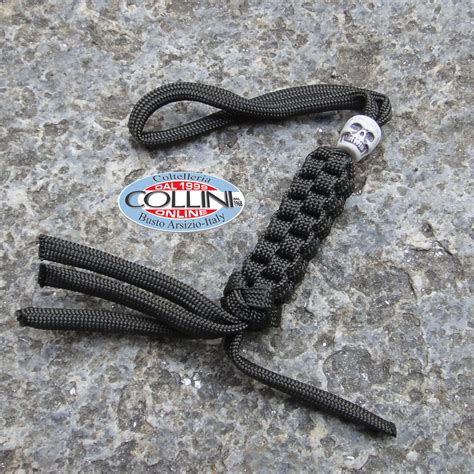 Paracord - Lanyard with Skull Bead - Black - Gadget