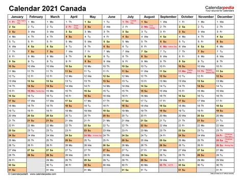 Canada Calendar 2021 Free Printable Pdf Templates Free Printable ...