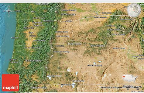 Satellite 3D Map of Oregon