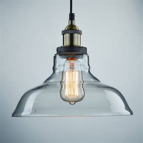 Industrial Glass Pendant Light Antique Bronze Kitchen Fixture