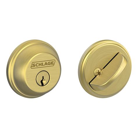 Schlage Satin Brass Single Cylinder Deadbolt-B60 V 608 - The Home Depot