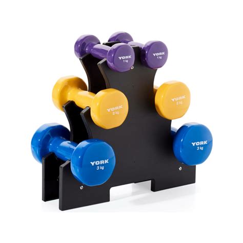 York 12kg Vinyl Dipped Dumbbell Set With Stand